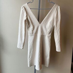 Cooperative Women's V Neck Mini Dress in Ivory Size Small